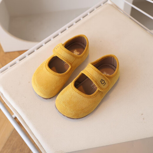 G.duck Little Yellow Duck Children's French Small Leather Shoes Autumn New Korean Style Girls' Frosted Soft Sole Princess Shoes Birkenstock Beanie Shoes Yellow 23 Shoe Inner Length 14.5CM
