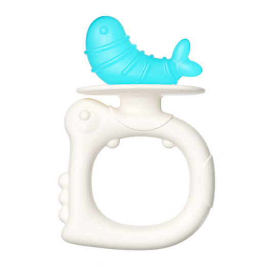 Baby teether and molar stick can be boiled and chewed to prevent eating and soothe the baby's mouth during the oral period. Hand-held baby teether, blue and orange, free and stored