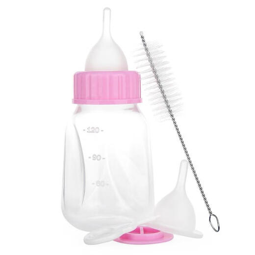 Cat bottle, kitten, small pacifier, newborn kitten pet artifact, dog puppy feeding device, cat supplies, fresh blue - extra 1 pacifier + bottle brush + opening needle + anti-spill baffle