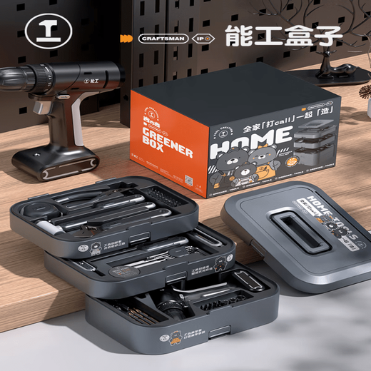 Nengong Box Multifunctional Hardware Repair Car Portable Combination Electric Drill Wrench Complete Household Tool Box Set Y2-AB (Manual Set)