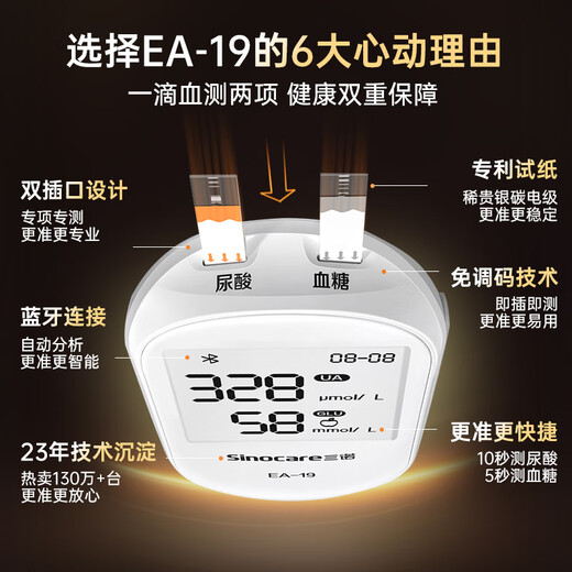 Sannuo EA-19 uric acid blood glucose tester all-in-one detector home high-precision instrument for measuring uric acid