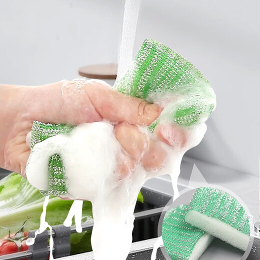 Kitchen cleaning sponge, scouring pad combination, double-effect and durable, reusable cleaning sponge, mixed color, yellow and green sponge, 5 pieces