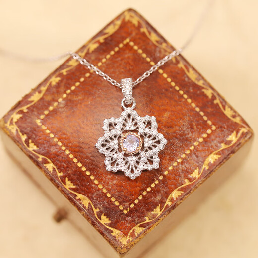 DL 1998 Fat Donglai same style tanzanite necklace retro lace four-leaf clover silver micro-inlaid clavicle chain gift 400+40+40mm three sections adjustable