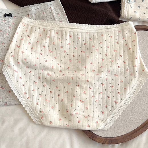 FitonTon underwear women's pure cotton 10A antibacterial crotch sweet floral girl underwear triangle shorts 4 pairs