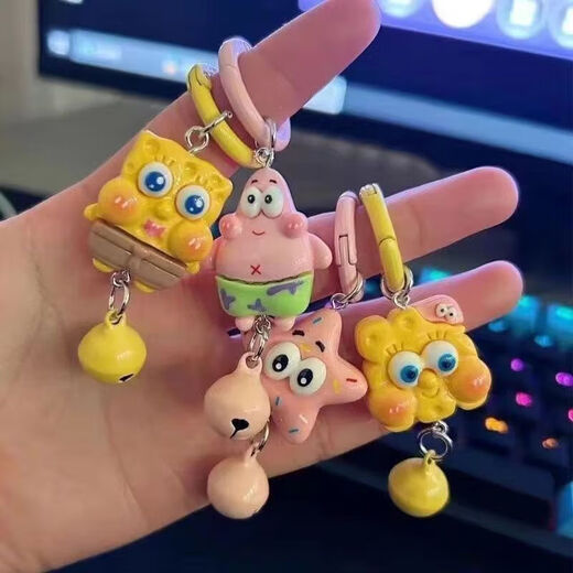 Nuevo Bob Esponja Pantalones Cuadrados Patricio Estrella Llavero Pareja Lindo Colgante de Dibujos Animados Niña Bolso Escolar Accesorio Mejor Amigo Regalo Bob Esponja Pantalones Cuadrados 4 piezas conjunto