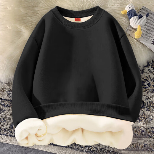 Children's clothing boys' velvet thickened one-piece velvet round neck sweatshirt autumn and winter medium and large children's fashion loose jacket top 108-blue 140