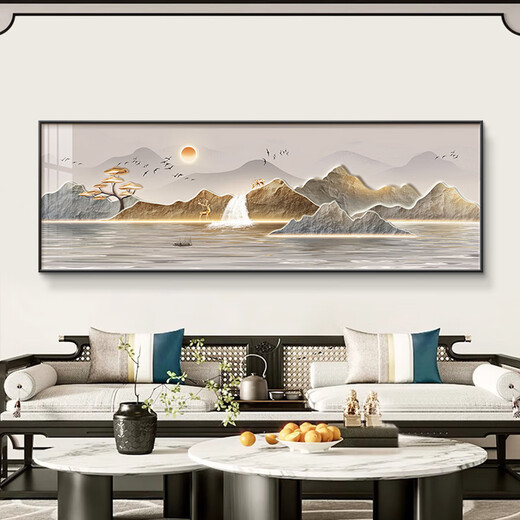 Yihuanyu Rising Sun Living Room Hanging Painting Modern Light Luxury Sofa Background Wall Decoration Painting Landscape Painting High-End Atmosphere Horizontal Edition