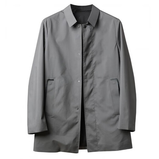 Su Lai Hangzhou Italian-French men's windbreaker high-end lapel mid-length men's 2025 spring simple loose thin coat black M