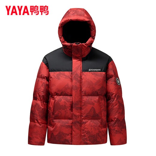 鸭鸭（YAYA）本命年羽绒服男女2025年冬季新款短款连帽时尚男士加厚保暖外套 黑青迷彩色 L (175) 【建议130-150斤】