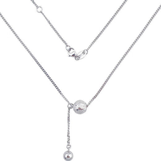 Lao Fengxiang platinum necklace with ball Bing crushed ice beads tassel set chain as a gift for girlfriend platinum jewelry platinum about 5.48g