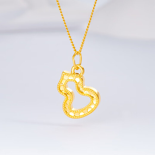 Jin Xiaoxiu crushed ice gourd gold pendant for women new pure gold 999 necklace pendant birthday gift for girlfriend during festivals 0.29-0.31g, shining gourd pendant - with gold chain