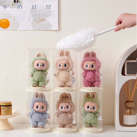 Suitable for labubu luxury single room display box enamel doll lab cloth dust cover blind box storage display rack cheese white-single package upgraded with bracket