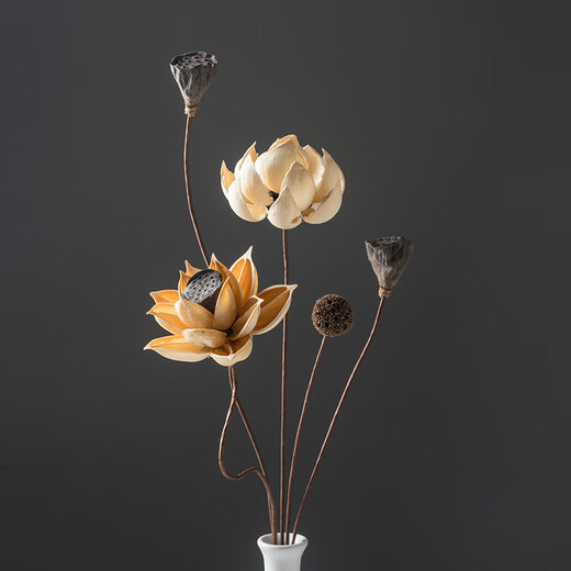 Dried flower bouquet, real flower decoration, lotus, dried lotus pod, natural lotus root, Zen flower arrangement, Chinese style living room decoration, dried flower combination 5019