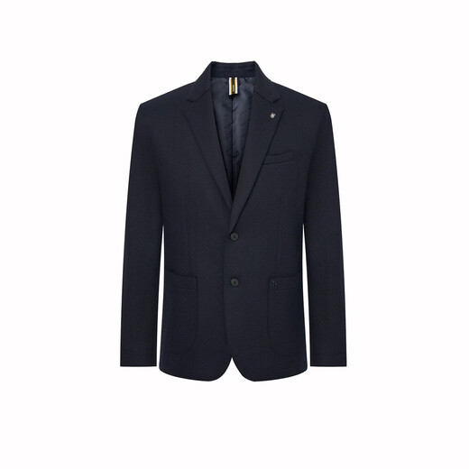 HAZZYS Men's Autumn and Winter Suit Business Commuting Suit Raw Edge Wool Single Suit Men's ASUZJ0BDJ11 Navy Blue NV L (175/96A 48)