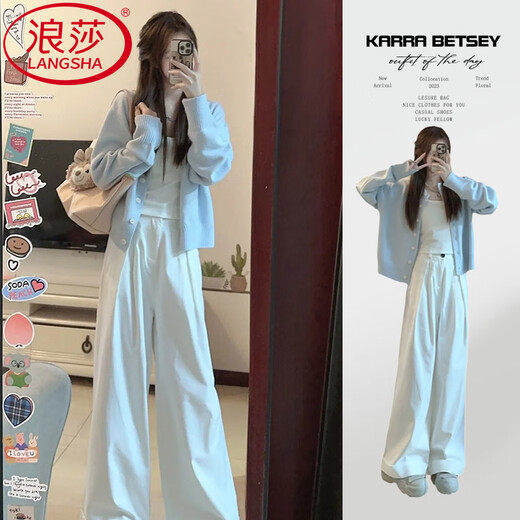 Langsha Knitwear Women's 2025 Jacket Women's Autumn New Small Cardigan Loose and Lazy Can Be Weared Out Soft Waxy Top