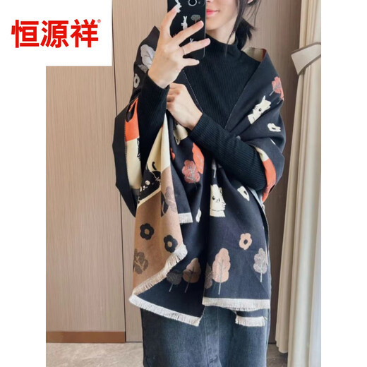 Hengyuanxiang Кашемир Шарф Новая корейская мода кошачья мода Универсальная красивая и элегантная женская платка осень и зимняя теплый ветропродажный шарф-кашемир и красные деревья