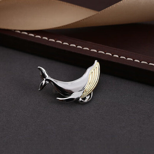 Shijun (SHIJUN) high-end men's evening suit dress brooch fashion corsage wedding groom accessories lapel pin Whale