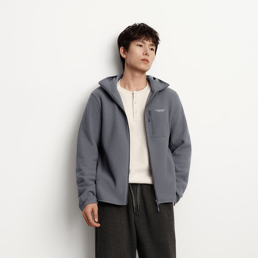 Semir Jacket Men's Antistatic Polar Fleece Knitted Jacket 2025 Winter Hooded Top Splicing Trend 109725108106