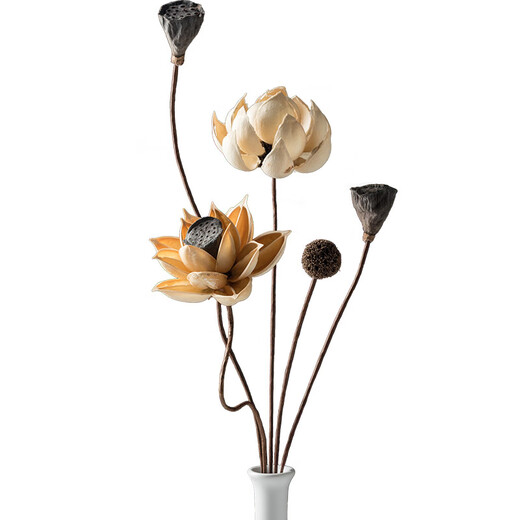 Dried flower bouquet, real flower decoration, lotus, dried lotus pod, natural lotus root, Zen flower arrangement, Chinese style living room decoration, dried flower combination 5019
