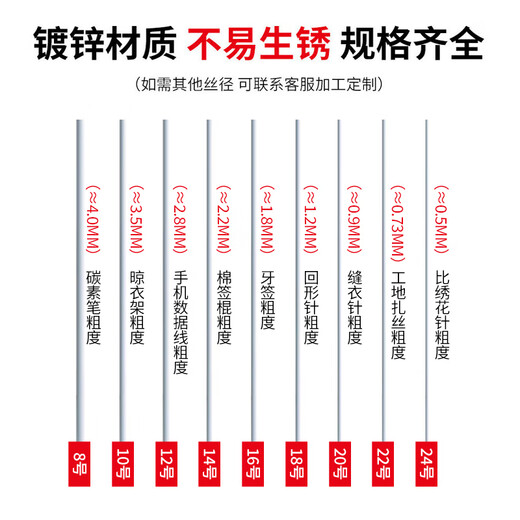 Jiuqiangu galvanized iron wire No. 12 binding wire thick 2.8MM 1KG about 20 meters rust-proof electroplated corrosion-resistant wire binding fastening industrial wire household clothes drying construction subway wire