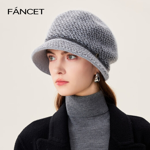 FANCET hat women's autumn and winter elegant temperament warm fisherman hat plus velvet thickened beret knitted woolen hat for elders