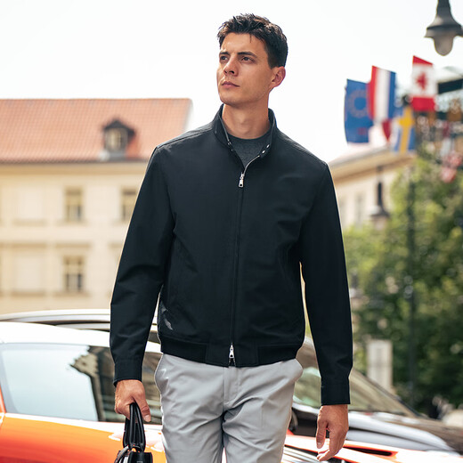 Mr. Bu's Retro British Style Jacket Men's 2025 Autumn and Winter New Business Casual Simple Men's Top BT16917 Piano Black L (175)