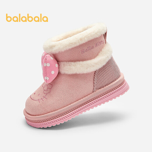Balabala Sanrio children's shoes children's snow boots girls' short boots thickened and velvet winter boots anti-slip