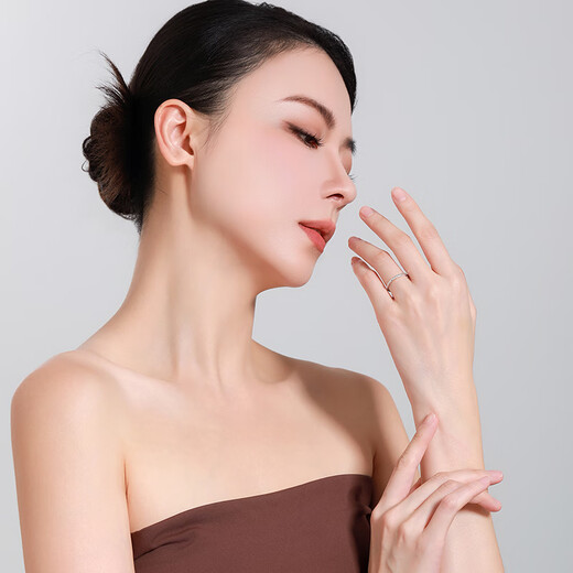 Mengjinyuan platinum ring with sparkling diamond pattern PT950 platinum open ring as a birthday gift for girlfriend, weighing about 2.45g