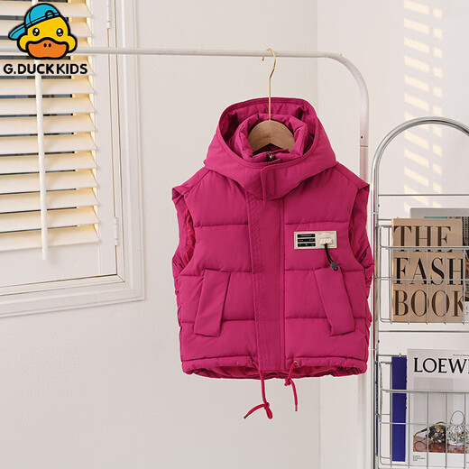 G.DUCKKIDS children's down cotton vest boys 2025 new autumn and winter mid-sized children's girls vest jacket outer vest khaki color 140 cm