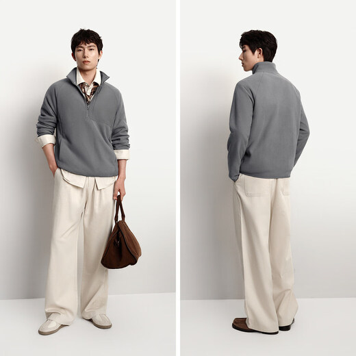 Semir sweatshirt men's thermal insulation half-cardigan polar fleece top with textured stand-up collar 2025 winter 109725116101