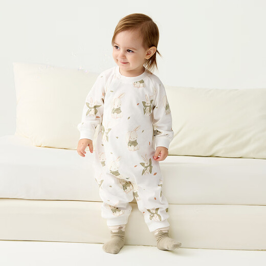 Tongtai (TONGTAI) baby jumpsuit spring and autumn pure cotton baby long-sleeved harem children's home clothes underwear romper green 73cm