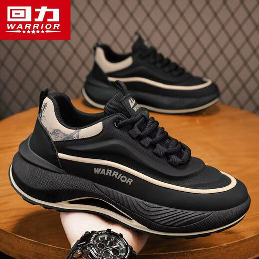 Pull back men's shoes 2025 autumn and winter new sports shoes men's cushioning dad shoes casual shoes black khaki 42