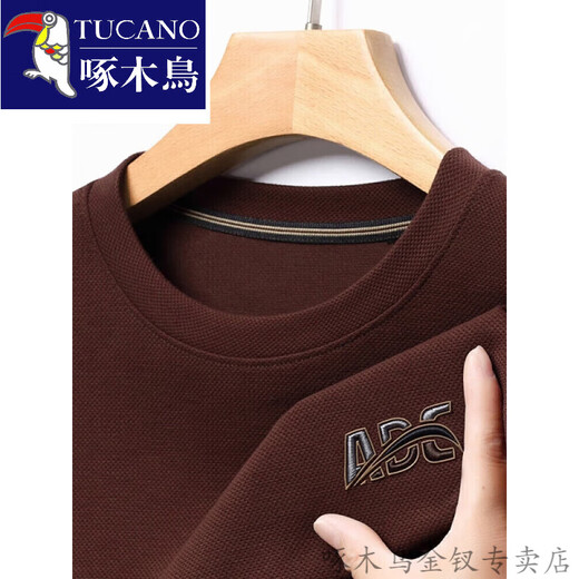 啄木鸟（TUCANO）长袖t恤男2023新款重工刺绣纯棉卫衣圆领秋装体恤上衣打底衫百搭 6623哈青 M 160-120斤