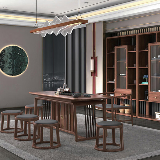 Ningqiu Luoge (NICHLORT) boss desk new Chinese style Zen atmosphere desk high-end president desk chairman's room furniture ebony wood customized 3.2 meter desk