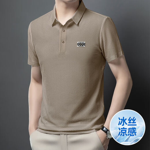 Peimeng (Peimeng) Peimeng 2025 Summer Real Ice Silk Waffle-Lyle Room Polo Top Top мужчина средних лет и пожилые наряд отца Деловая одежда Casual QC6176 Royal Blue M