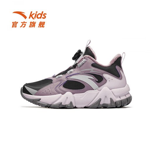 ANTA Children's Cotton Shoes 25 Autumn New Products for Big Girls with Velvet Warm Thick Sole Anti-Slip Fashionable Knob Button Outdoor Cotton Boots Black/Dust Purple/Healing Pink-1 33