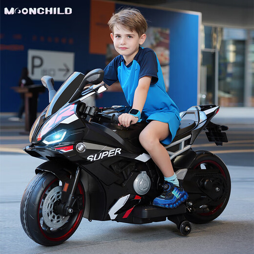 MOONCHILD high-end children's toy electric motorcycle, men's and women's toy battery car, can be used as a Christmas gift for children, red, high-end 12V12 Chaowei battery, soft seat EVA