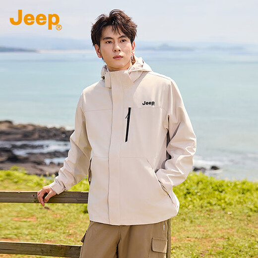 Jeep (JEEP) three-in-one assault jacket for men and women 2025 autumn and winter new windproof and waterproof outdoor mountaineering jacket two-piece set