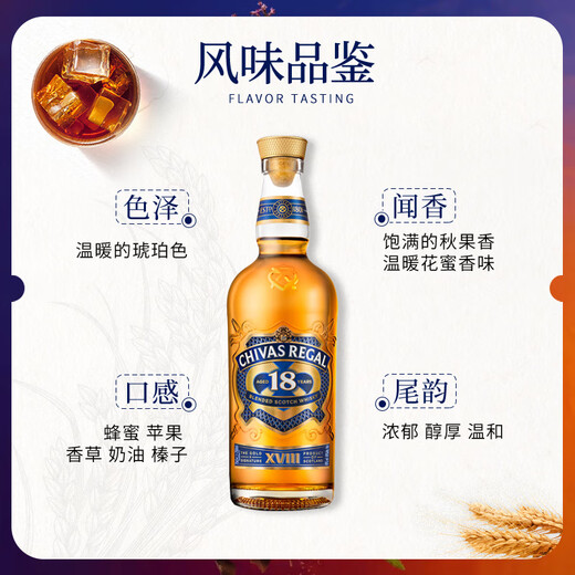 芝华士（Chivas Regal）苏格兰调和型威士忌洋酒12年英国原瓶进口 跨境直採 保税仓直发 芝华士18年 1000ml