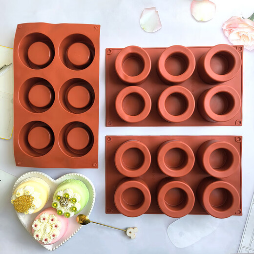 6 consecutive concave and convex hollow cake molds mousse muffin cup silicone dessert pudding chocolate flow baking tool brick red 6 consecutive cake molds