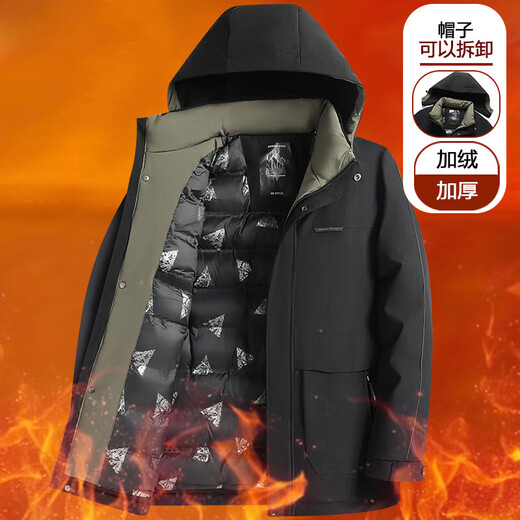 Classic car middle-aged men's cotton-padded jacket winter men's thickened warm solid-color cotton-padded jacket dad's down-padded jacket fashion navy blue XL recommended 115-130Jin Jin equals 0.5 kg