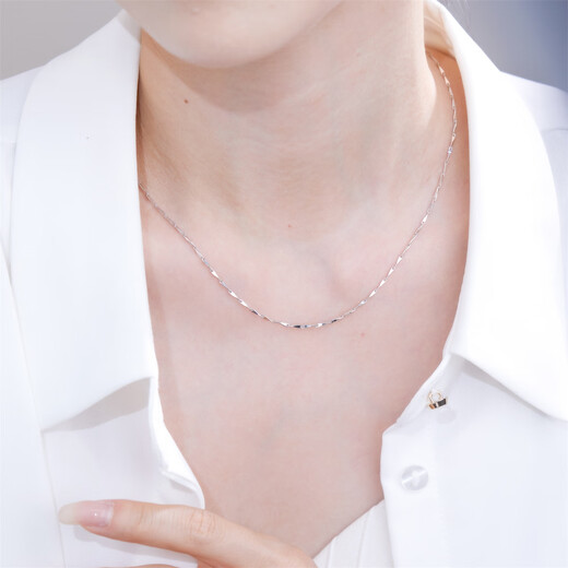 Meluxe Mina platinum pt950 necklace melon seed necklace platinum chain plain chain birthday gift for girlfriend and wife, about 4.6g-46cm