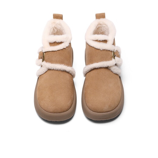 森达雪地靴女子年冬季新款商场同款保暖绒毛短靴XLG01DD4新年礼物 驼色 38