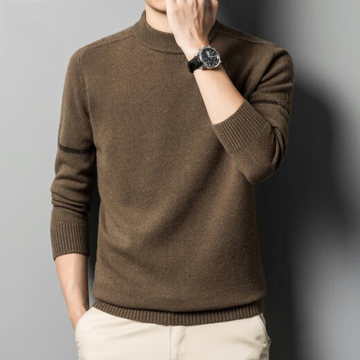 XJSGS official international brand luxury men's high-end 100% woolen sweater autumn and winter new casual round neck sweater high-end cirrus ready stock XL /115 recommended 135-155 Jin Jin equals 0.5 kg