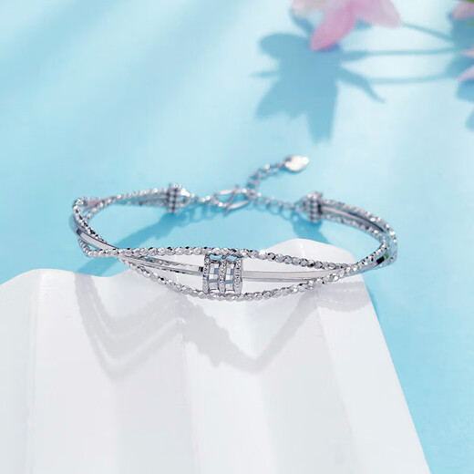 CHINA GOLD pt50 platinum bouncy bead fancy winding small waist bracelet adjustable Mobius broken silver bracelet about 11.08g