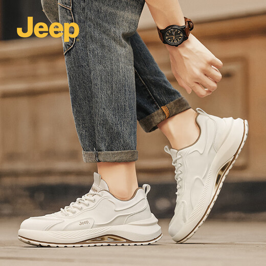 Jeep men's shoes spring and autumn 2025 new leather business casual sports shoes retro dad shoes comfortable coconut shoes