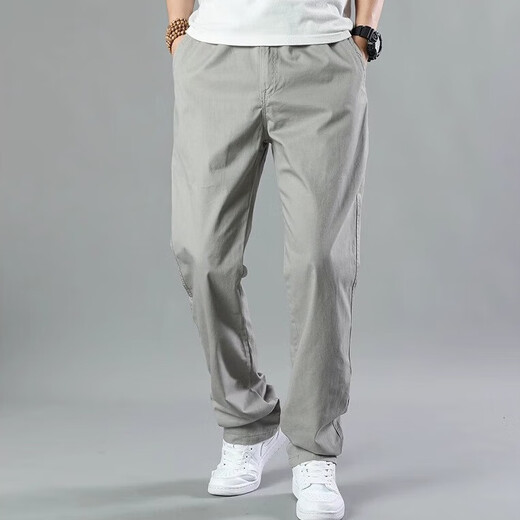 Comfortable pure cotton men's spring and autumn loose straight pants men's workwear casual pants wear-resistant outdoor sports pants earthy yellow summer thin 6XL recommended 245-270Jin Jin equals 0.5 kg