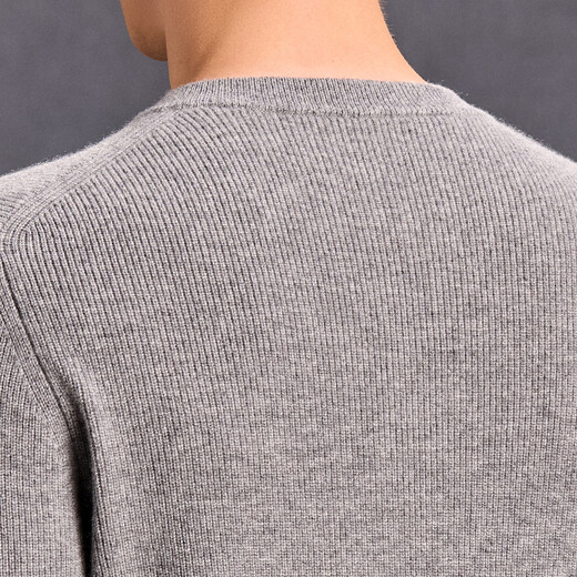 Antonio 100% cashmere Henry collar cashmere sweater for men with delicate touch, warm and skin-friendly sweater for men, white gray M/48(170/88A)