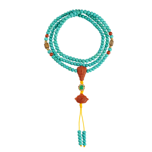 Potala Palace Turquoise Sichuan Material Southern Red Necklace Multi-ring Bracelet Men's and Women's Agarwood Bracelet Pendant Birthday Gift