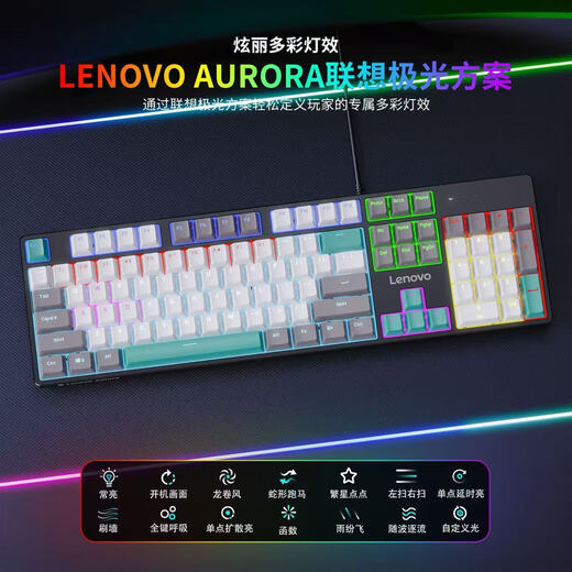 Lenovo (Lenovo) Wired Mechanical Keyboard E-sports Game Keyboard Saveer Gamebook Keyboard Desktop Notebook Universal Keyboard GK10 Wired Keyboard Sakura Pink [Blue Axis 104 Keys] Saveer R7000